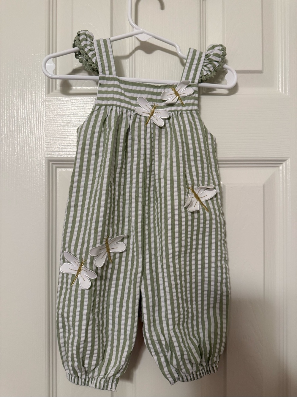 Goodlad- 6mo- Girls Green Stripe Butterfly Romper